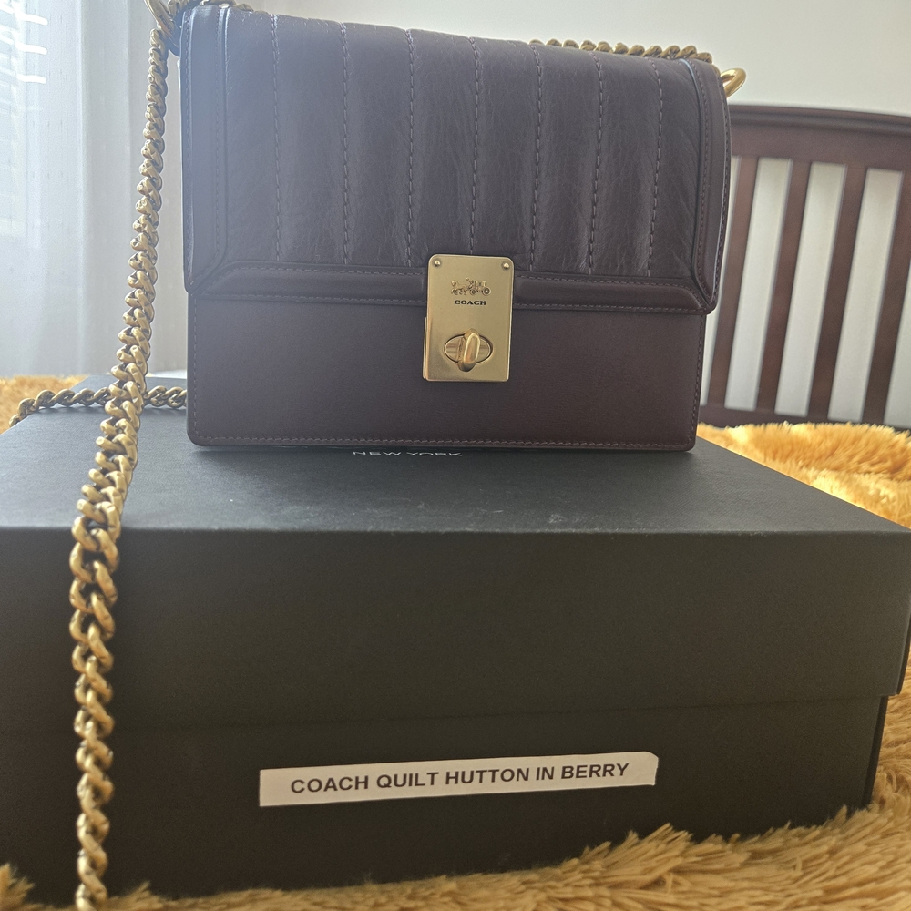 Coach Quilted Crossbody in Berry with Gold Hardware